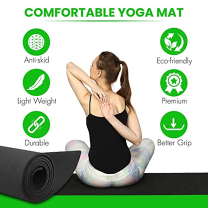 Spike Yoga Mat (Black) + Spike Abs Exerciser